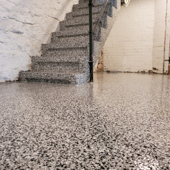 poly chip basement floor coating