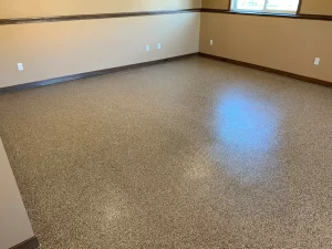 A poly flake basement floor.