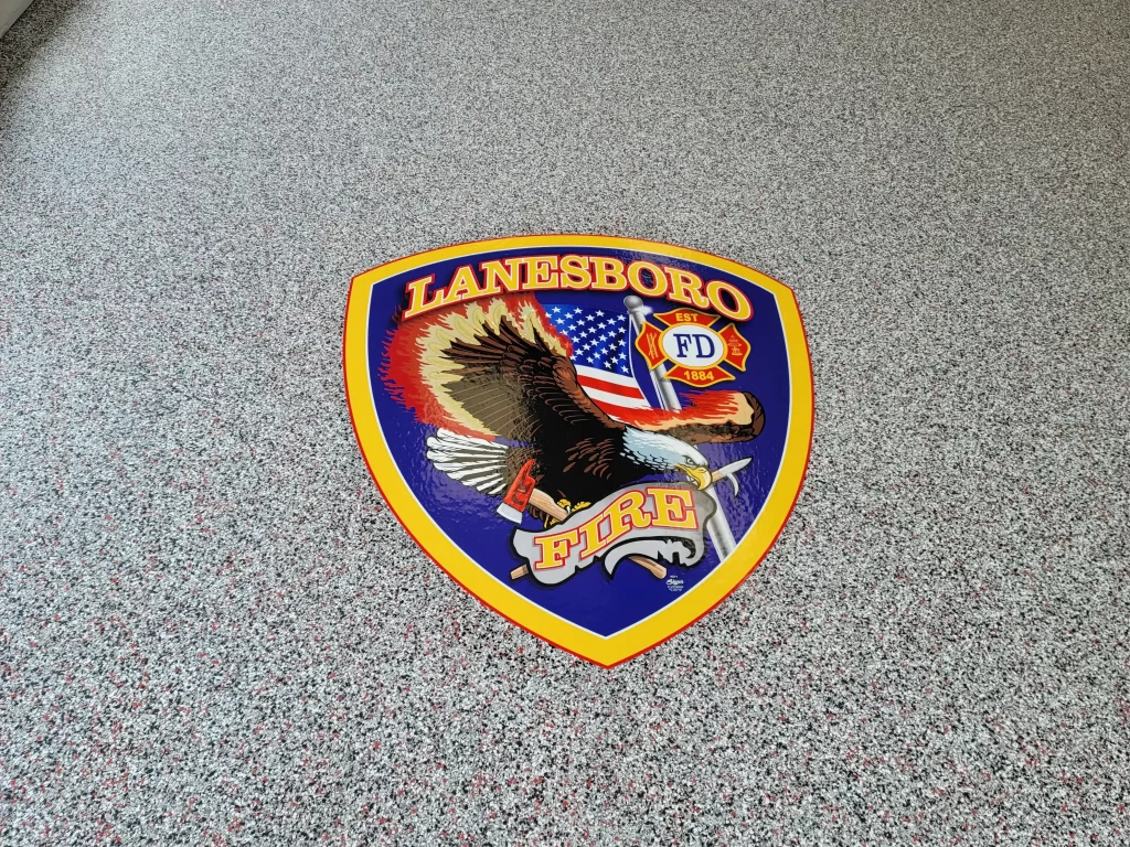 The Lanesboro Fire Department's new floor from Paveman Coatings.